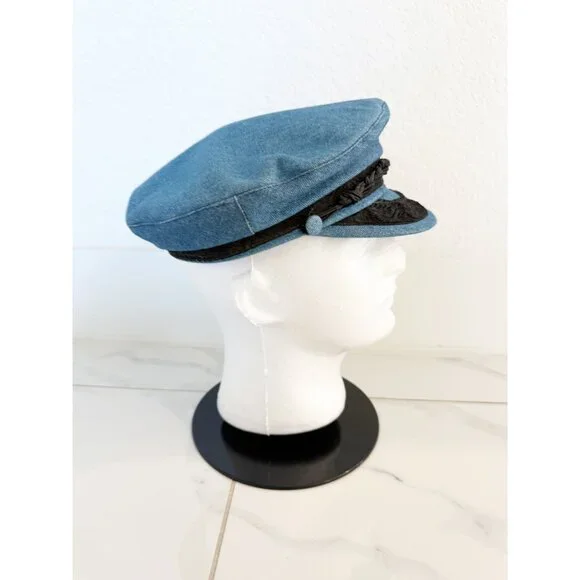 Greek Fishermen Blue and Black Denim Cap - Picture 2 of 9